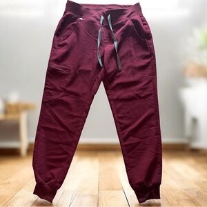 FIGS Burgundy Technical Collection‎ Jogger Scrub Pants Women’s Small Pocket